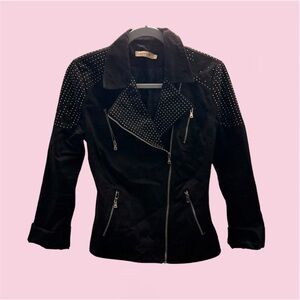 Black Escandelle Paris biker jacket with silver stud - Size L